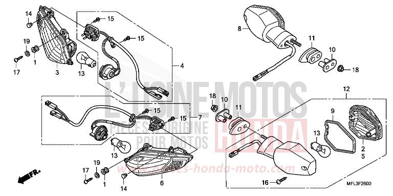 CLIGNOTANT (CBR1000RR8) von CBR1000RR "Fireblade" PEARL SUNBEAM WHITE (NHA66) von 2008